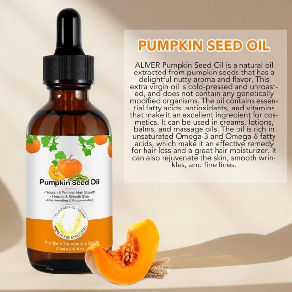 71c-3XHZfL._SL1500_.jpg Pumpkin Seed Oil for Hair Growth 60ML, Organic Pure Pumpkin Essential Oil for Hair, Eyebrow & Eyelash Growth, Skin Care, Scalp Massage
