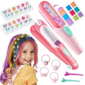 71c7JrBTelL._SL1500_.jpg Temporary Hair Chalk with Hair Gem Stamper Kit, Hair Styling Tool with REUSABLE Shining Diamonds, Washable Hair Chalk Hair Color Dye for Girls, Toys Gifts for Girls Ages 4 5 6 8-12