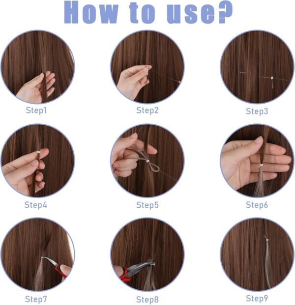 Hair Extension Tools Kit mit 600 Pcs Micro Ring Beads 1 Hair Extension Plier 2 Hook Needle Pulling, Wig Installation Kit, Hair Styling Tools Accessory(Black, Blonde and Brown Beads)