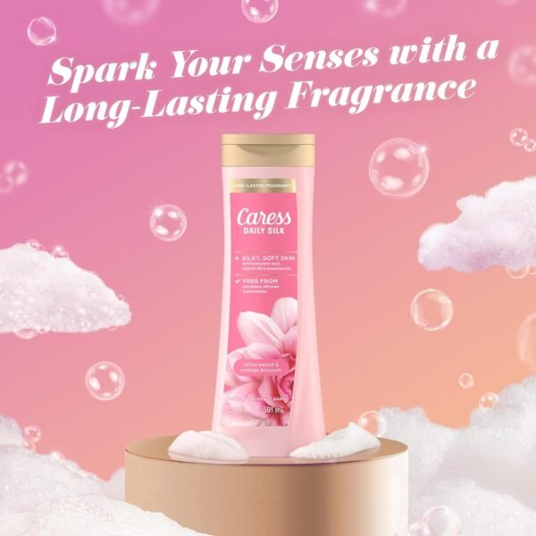 Caress Body Wash for Women, Daily Silk White Peach & Orange Blossom, Shower Gel Body Wash Moisturizing for Noticeably Silky, Soft Skin, 20 fl oz, 4 Pack