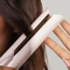 71cNBIWtMVL._SL1500_.jpg Kristin Ess 3-in-One Professional Titanium Hair Straightener Curler 2 in 1 + Beach Waver Combo for Women with Curly, Frizzy + Thick Hair - 1 1/4 Inch Dual Voltage Flat Iron + Travel Cap - 440 Degree