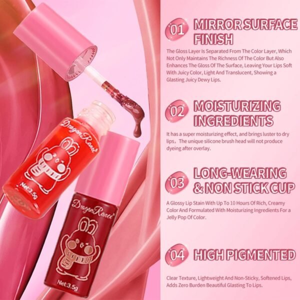 10 Colors Lip Tint Stain Set,Korean Lip Gloss,Watery Lip Stain Mini Liquid Lipstick Waterproof,Moisturizing Lip Stain Set Multi-Use Lip and Cheek Tint,Non-Stick Cup,Lightweight,Vivid Color Lip Makeup