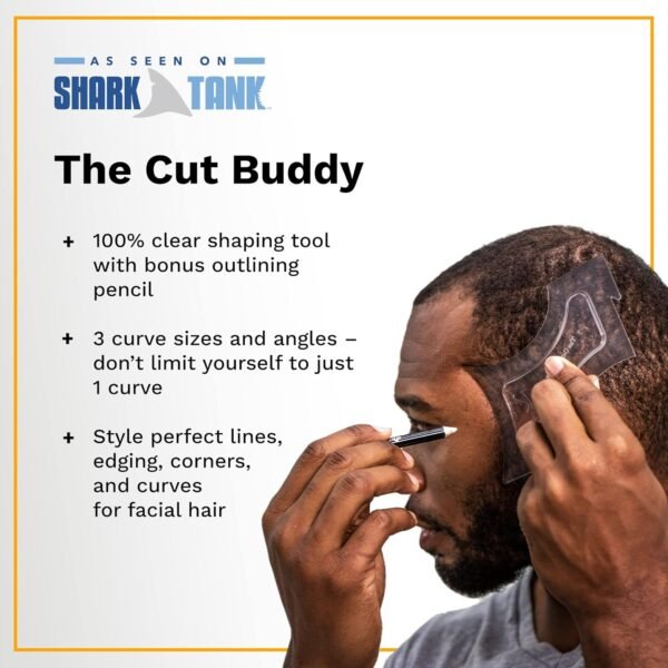 71cZJUcsAhL._SL1500_.jpg The Cut Buddy Original Shaping Tool, Clear Beard and Hairline Template with Bonus Tracer Pencil, As Seen on Shark Tank
