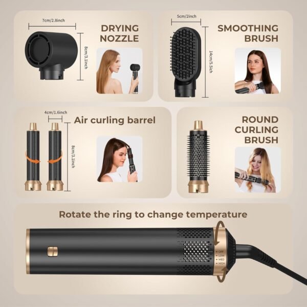 71cd8HpDt0L._AC_SL1500_.jpg 5 in 1 Blow Dryer Brush, Upgrade Hair Dryer Brush Air Curler Air Curling Wrap Styler, Detachable Hot Air Brush Negative Ion Curling Brush Iron, Hair Styling Tools for Drying Curling Straightening