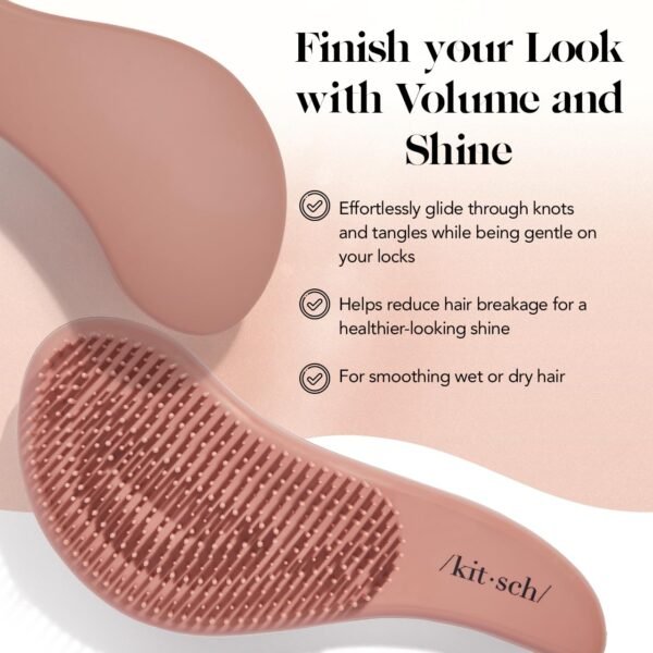 Kitsch Detangler Hair Brush for Curly or Straight, Wet and Dry Hair, Detangling Brush with Flexible Hairbrush Bristles, Hair brushes for Women & Men, Adults & Kids, for Shower & Travel - Terracotta