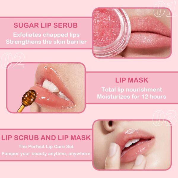 71cwEjPkyL._SL1500_.jpg 4 PCS Bee Lip Balm Honey Pot Lip Mask & Lip Scrub Set, Strawberry Watermelon Coconut Cherry Overnight Propolis Moisturizing Lip Balm Hydrating Prevention Dry and Crack Lip Exfoliator Lip Wrinkle Care