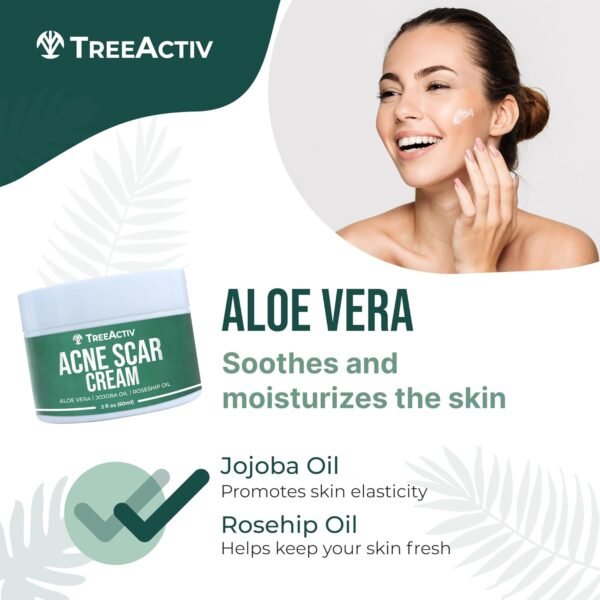 TreeActiv Acne Scar Treatment, 2 fl oz, Acne Scar Cream for Face, Gentle Acne Scars and Dark Spot Remover, Scar Lotion for Stretch Marks and Body Scars, Acne Scar Removal for All Skin Types, 500+ Uses