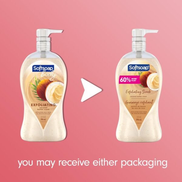 Softsoap Body Wash Pump, Coconut Butter Scrub, Exfoliating Body Wash, 32 Ounce (Pack of 1), WHITE (Package May Vary)