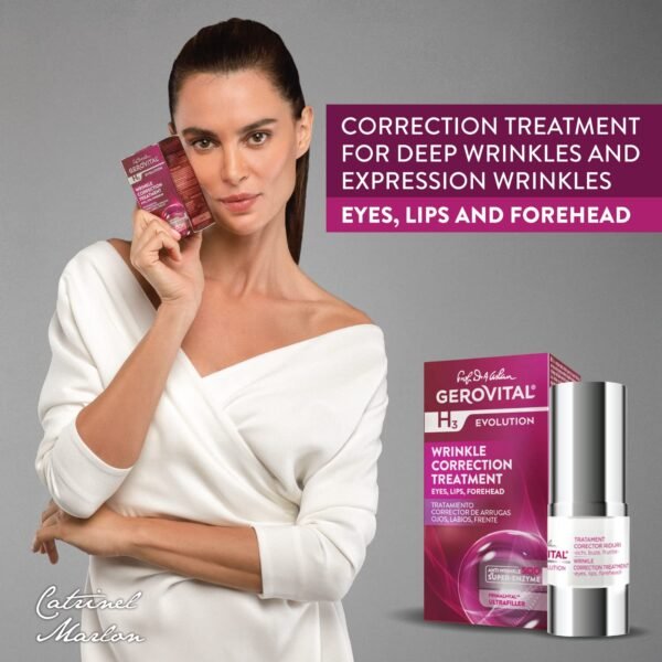 GEROVITAL EVOLUTION Anti-Wrinkle Serum for Eyes, Lips and Forehead Area with Hyaluronic Acid, Vitamin A and E, Reduces Deep Wrinkles, Improves Skin Elasticity, ‎15 ml