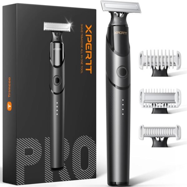 [2025 Upgraded Beard & Body Hair Trimmer for Men [All-in-One] USB-C Fast Charging, Groin & Ball Hair Painless Electric Shaver, Travel Razors, Waterproof Wet/Dry Groomer, Black(Lite)