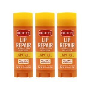 71dKoqbJnDL._SL1500_.jpg O'Keeffe's Lip Repair SPF 35 Lip Balm - Stick (3 Pack) - Sun-Safe Moisturizer for Extremely Cracked, Dry Lips
