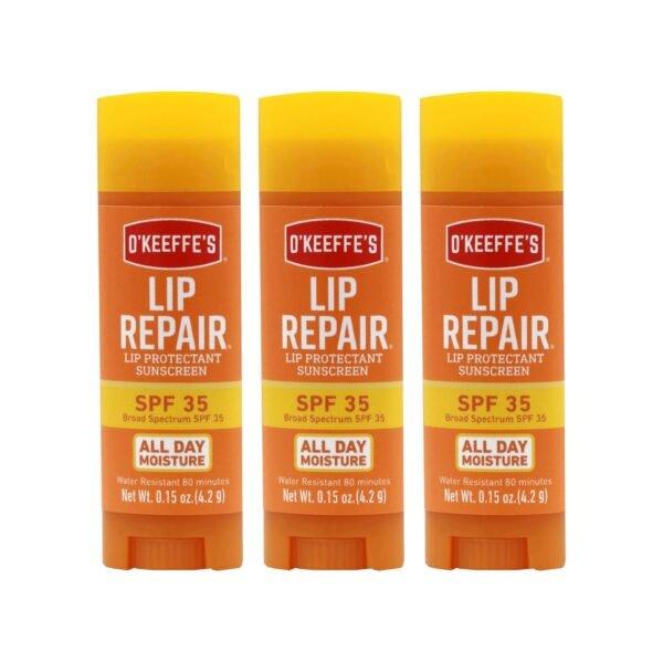 O'Keeffe's Lip Repair SPF 35 Lip Balm - Stick (3 Pack) - Sun-Safe Moisturizer for Extremely Cracked, Dry Lips