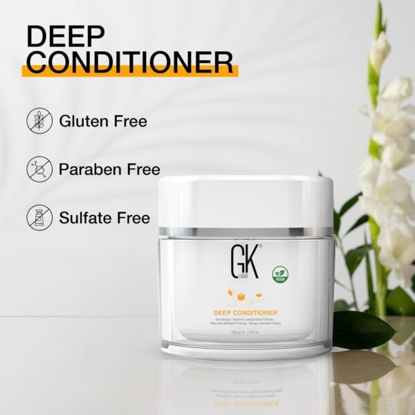 GK HAIR Global Keratin Deep Conditioner Masque (7.05 Fl Oz/200 g) Intense Hydrating Repair Treatment Mask for Dry Damaged Color Treated Frizzy Hair Restoration Formula with JOJOBA Seed Oils