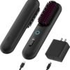 71dUZTSYy9L._AC_SL1500_.jpg Cordless Hair Straightener Brush – Portable Ionic Hot Comb with 65W Fast Charger, Mini Travel Hair Straightening Brush for Women, Lightweight for On-The-Go Styling (Black)