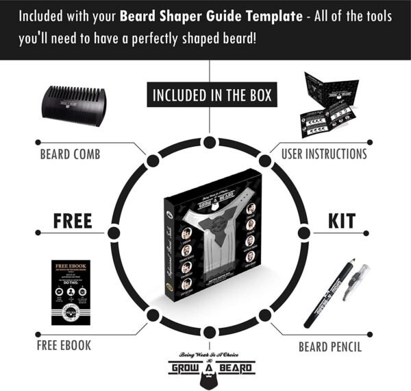 71dWIrZrTuL._AC_SL1500_.jpg Beard Shaper & Beard Shaping Tool for Men, Beard Lineup Guide Template, Perfect for Styling and Edging, Includes Dual Action Beard Comb & Barber Pencil Liner