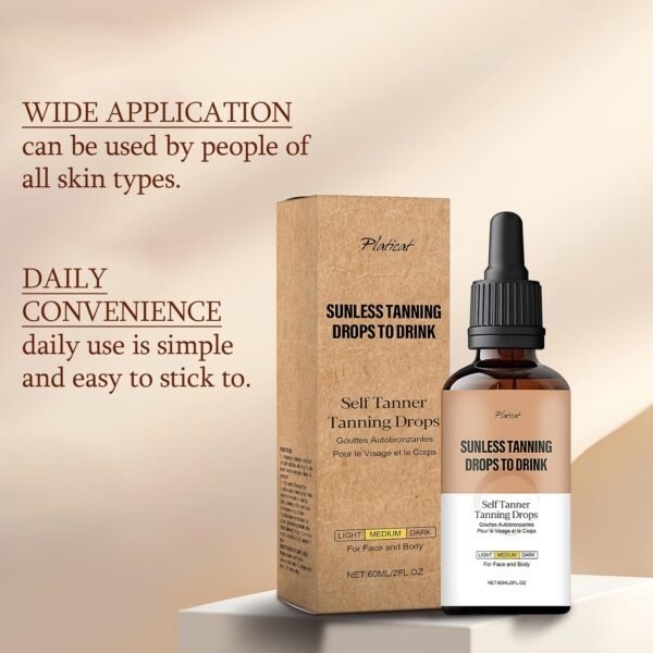 Sunless Tanning Drops to Drink, Self Tanner Tanning Drops, Promotes Skin Health and Pigmentation