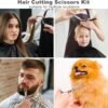 71dZjrMTLaL._AC_SL1500_.jpg Haircut Scissors Kit, 11 Pcs Professional Set - Haircut, Thinning Scissors, Neck Duster Brush, Comb, Barber Cape, Hair Clips, Hairdressing Shears for Barber and Home