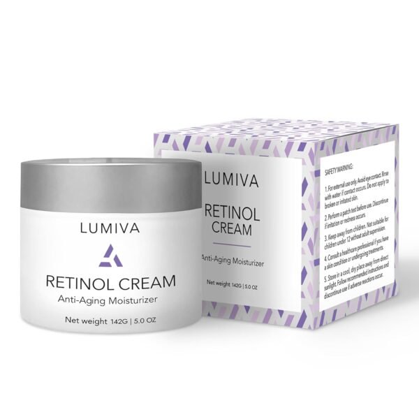 Lumiva Eye, Face and Neck Moisturizer Retinol Cream for Men and Women - Morning and Evening Cream for Tightening Skin - Anti Ageing, Erase the Appearance of Fine Lines and Wrinkles - 142g/5oz