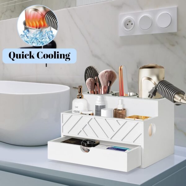 71eQtYhe3L._AC_SL1500_.jpg Hair Tool Organizer, Hair Dryer Holder with Drawer, Bathroom Countertop Organizer for Bathroom Accessories, Blow Dryer Organizer for Hair Styling Tools, Vanity Organizer for Home, Vanity, Kitchen