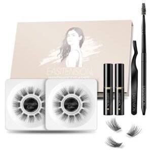 71e-mHZENmL._SL1500_.jpg DIY Eyelash Extension, 3D Effect Glue Bonded Band Cluster Lashes Individual Lash Clusters Volume Lashes Set, At Home Eyelash Extension, C curl Lashes Pack 12mm,14mm (KIT)