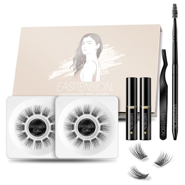 71e-mHZENmL._SL1500_.jpg DIY Eyelash Extension, 3D Effect Glue Bonded Band Cluster Lashes Individual Lash Clusters Volume Lashes Set, At Home Eyelash Extension, C curl Lashes Pack 12mm,14mm (KIT)