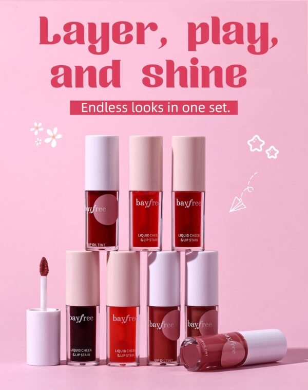 71e392WKWmL._SL1500_.jpg Tinted Lip Oil & Lip Stain Set, Korean Makeup, Smudge-Proof,Long-Wearing, 2-in-1 Cheek and Lip Tint with Moisturizing, High-Shine, Lightweight & Non-Sticky for Dry Lips, Cruelty-Free & Vegan