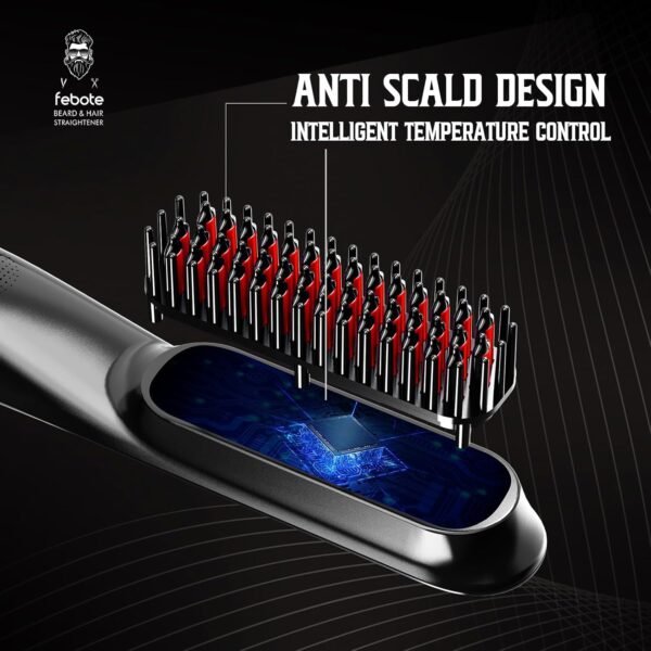 71e9GDfQNZL._AC_SL1500_.jpg Heated Ionic Hair Straightening Brush for Men - 5 Temperature Settings, Anti-Scald, Beard Shaper & Travel Bag