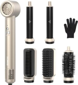 71eA747m2vL._AC_SL1500_.jpg Air Styler Hair Dryer Brush - 6 in 1 Hair Styler Ionic Auto Wrap Hot Air Curler Blow Dryer Brush, 38m/s High Speed Blowout Airflow Hair Dryer Multi Styler Fast Drying Styling for Curly/Straight Hair