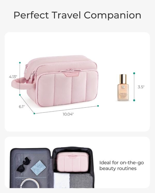 71eDTOl6yUL._AC_SL1500_.jpg BAGSMART Travel Makeup Bag Organizer, Puffy Make Up Bag, Cosmetic Organizer Case for Travel Essentials Toiletries Accessories Bottles, Brushes (Pink)