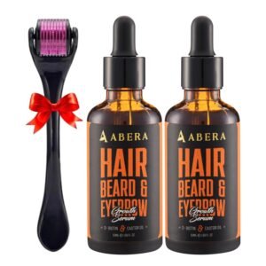 Abera Hair Growth Serum for Hair Loss, Natural Hair Regrowth Treatment for Hair & Beard with Biotin & Castor Oil, Recommended Combo (2 Serum + Gift)