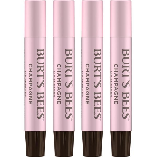 Burt's Bees Shimmer Lip Tint Set, Tinted Lip Balm Stick, Moisturizing for All Day Hydration with Natural Origin Glowy Pigmented Finish & Buildable Color, Champagne (4-Pack)