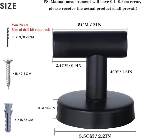 Towel Hooks Bathroom Coat Robe Wall Hook Stainless Steel Heavy Duty Door Hanger Towel Robe Clothes Cabinet Closet Sponges Rack for Bathroom Bedroom Kitchen Hotel Pool 4 Packs Matte Black