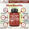 Wholesome Wellness Super-Absorb Multi Collagen Pills (Type I II III V X) Organic Herbs & Bioperine - Hair, Skin, Nails, Joints - Hydrolyzed Peptides Protein Supplement for Women & Men (90 Capsules)