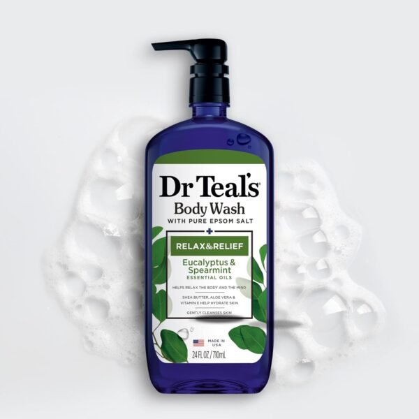 Dr Teal's Body Wash with Pure Epsom Salt, Relax & Relief with Eucalyptus & Spearmint, 24 fl oz (Pack of 4)