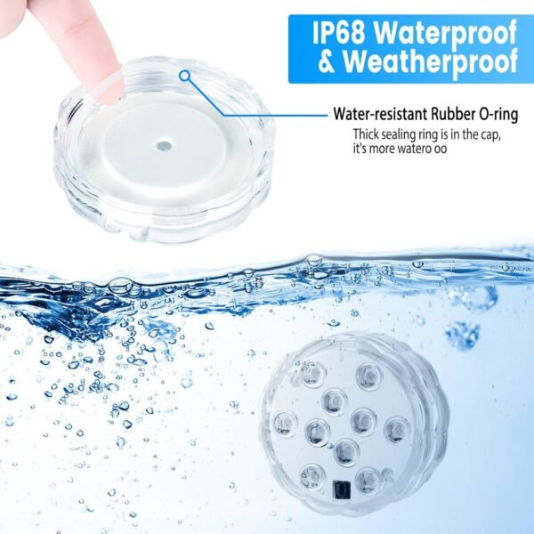 Bathtub Lights, Battery Powered Underwater Glow Light for Bathtime Bath Tub Spa Light Bathroom Shower Light, Bath Accessories for Women Relaxing, Remote Control Color Changing, RGB, 4pcs