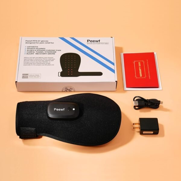 Wireless Red & Near-Infrared Light Therapy Glove for Hands – Arthritis, Sore Muscles Relief | 30 Red & Near-Infrared LEDs | Breathable | Auto 20-Min Shut-Off