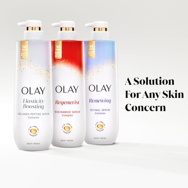 Olay Body Wash for Women, Elasticity Boosting, Collagen Peptide Serum Complex, Renews Moisture, Free of Parabens & Phthalates, Vitamin B3 Lameller Technology, For All Skin Types, 20 fl oz (Pack of 4)