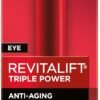 L'Oreal Paris Revitalift Triple Power Anti-Aging Eye Cream, Pro Retinol, Hyaluronic Acid & Vitamin C, Reduce Wrinkles & Puffiness 0.5 fl. oz.