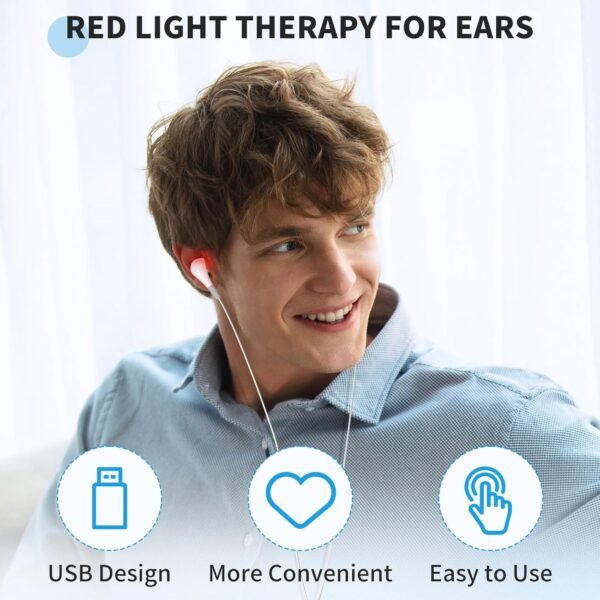 Red Light Therapy for Ears, USB Ear Care Red Light Device for Daily Use, Portable Red Light Ear Therapy Device to Promote Ear Comfort and a Soothing Experience
