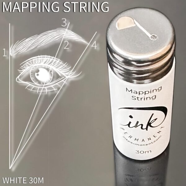 White Brow Mapping String [100 Ft Bottles - 30 m] Pre-Inked String for Permanent Makeup and Microblading Supplies, Brow Mapping Kit, Eyebrow Thread for Shaping (White)