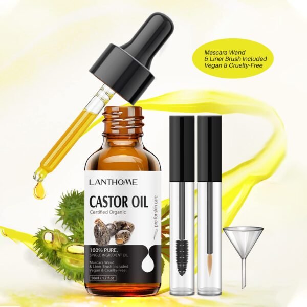 71fQ2aW9faL._SL1500_.jpg Lanthome Organic Castor Oil Cold Pressed Certified (1.7 Floz with Eyelash Kit), Black Castor Oil for Eyelashes, Eyebrows & Skin Moisturizer, Hair Growth Hexane Free