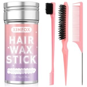 71fZOftQzgL._SL1500_.jpg Hair Wax Stick, Slick Back Hair Brush, Wax Stick for Flyaways, Rat Tail Comb Edge Brush Styling Tool Set Accessories for Women Girls(Pink)
