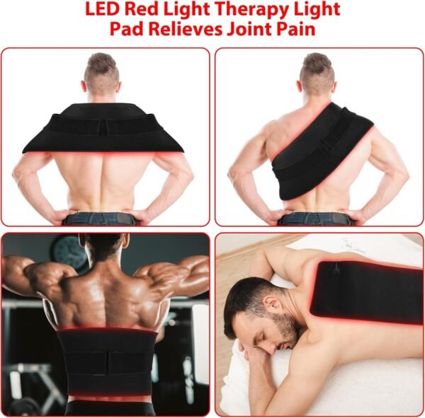 LOVTRAVEL New 31.5'' X 11.8'' LED 660nm Red Light and 850nm Near Infrared Light Therapy Devices Mat Large Wearable Pads Belt Wrap for Body Pain Relief