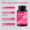 NAD Supplements for Women - with Nicotinamide Riboside & Resveratrol & CoQ10, 8-in-1 NAD+ Supplement for Anti-Aging, Boosts Cellular Energy, Focus- 90 Capsules