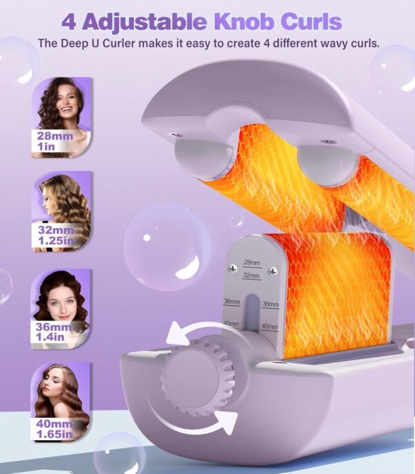 71fdOwC3pZL._AC_SL1500_.jpg Hair Crimpers and Wavers with Cool Airflow Styling, Beach Waver Curling Iron with 4 Adjustable Curl, Anti-Scald Crimper Hair Tool for Women, 8s Smart Timer, Fast Heating, 100 Million Ions, LCD