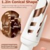 Auto Hair Curler, Automatic Curling Iron with 4 Temperature & 3 Timer, Automatic Shut-Off, Anti-Scald, Anti-Tangle Rotating Curling Wand for Hair Styling, White