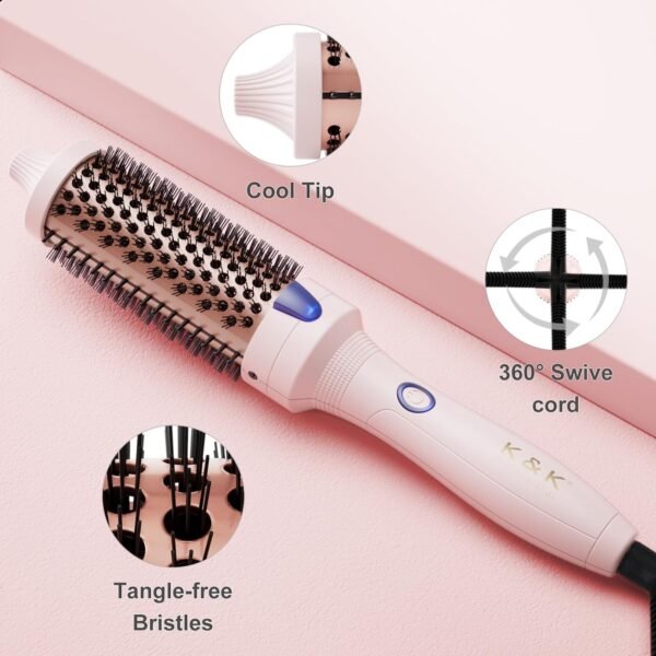 71ftgJLb1AL._AC_SL1500_.jpg K&K 1.5 Inch Ceramic Tourmaline Ionic Curling Brush Volumizer - Hot Brush Creates Root Volume & Loose Curls, Volume Curls, Hair Styling Tool