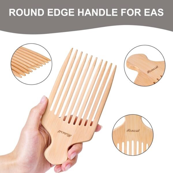 71fuBx9rFqL._SL1500_.jpg Bamboo Hair Pick for Curly Hair, Premium Wide Tooth Detangling Comb with Ergonomic Handle, Natural Volume & Styling Tool for Men Women