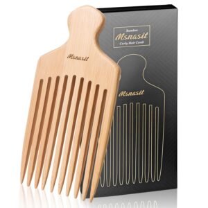 71fvFI4GirL._SL1500_.jpg Bamboo Hair Pick for Curly Hair, Premium Wide Tooth Detangling Comb with Ergonomic Handle, Natural Volume & Styling Tool for Men Women