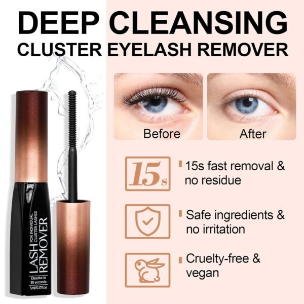 71g-IauBnEL._SL1500_.jpg Deep Cleansing Cluster Lash Remover, Eyelash Glue Remover for Individual False Lashes, 15s Fast Removal, Safe Ingredients, Cruelty-Free, 0.17 fl oz